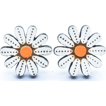 Náušnice Pehucraft dřevěné náušnice kytičky sedmikrásky ph0002