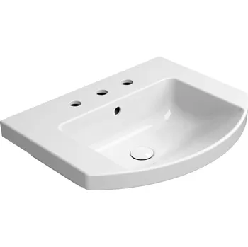 Umyvadlo NORM keramické umyvadlo 60x49cm, oblé, 3 otvory, bílá ExtraGlaze