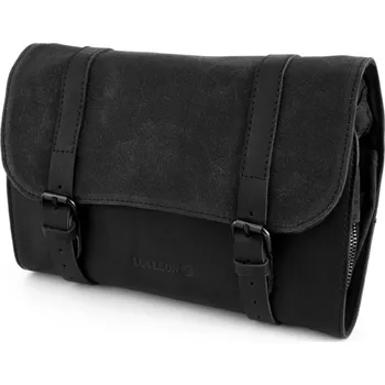 Kosmetická taška Černá toaletní taška z voskovaného plátna Roll Out Grover - Lucleon