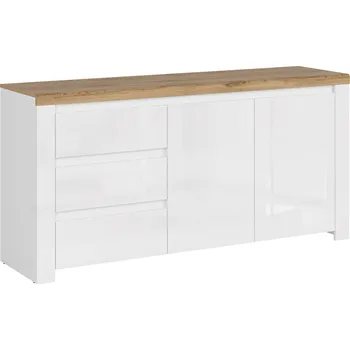 Komoda Max-i Komoda SHALISE 2D3S bílý lesk / dub wotan