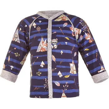 Little Angel kabátek podšitý Outlast® - tm.modrá zvířátka teepee/šedý melír Velikost: 62-68