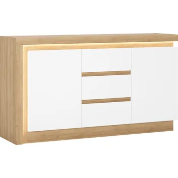 Komoda Komoda LYOK01, dub riviera / bílá s extra vysokým leskem, LEONARDO