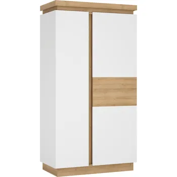 Šatní skříň Skříň LYOS01, dub riviera / bílá s extra vysokým leskem, LEONARDO
