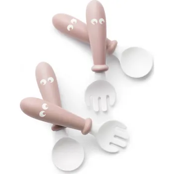 Příbor BabyBjörn set lžičky a vidličky 4 ks pudr.růžová
