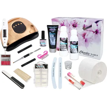 Startovací sada na Polygel nehty XXXL 150W zlatá s bruskou 10W