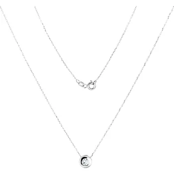 Náhrdelník GEMMAX Minimalistický náhrdelník z bílého zlata se zirkonem ve stylu Solitér Ø 7,1 mm délka 42 cm GLNWB-42-02732 Stříbrná