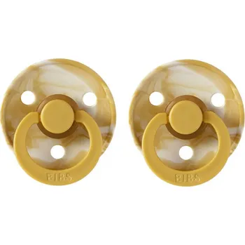 Bibs Dudlíky COLOUR Tie Dye/Dye Mustard velikost 2, přir.kaučuk 2ks