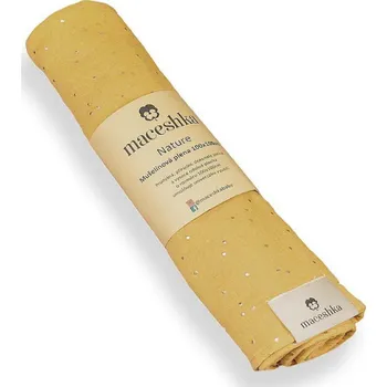 Přebalování Maceshka Mušelínová plena Nature se zlatým puntíkem 100x100, mimosa