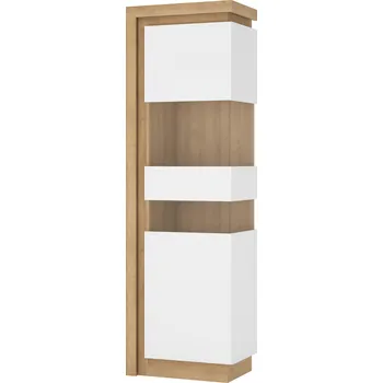 Obývací stěna Vitrina LYOV03P, dub riviera / bílá s extra vysokým leskem, LEONARDO