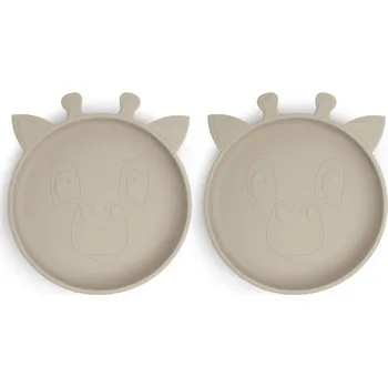 dětská jídelní sada NUUROO Akila Silikový talířek 2 ks Giraf Cobblestone