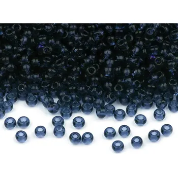 Dětské navlékací korálky Rokajl PRECIOSA modrá tmavá průhledná > (10/0) Ø2,3mm (sáček 20g)