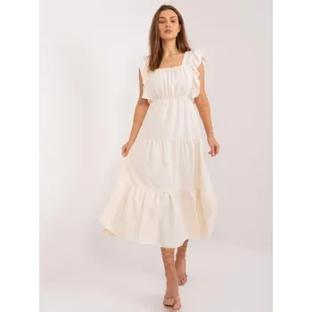 Dámské šaty Dámské šaty s volánky rozšířené světle béžové