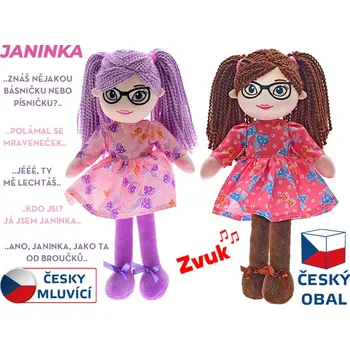 Panenka Mikro trading Panenka Janinka hadrová - 30 cm - s brýlemi - česky mluvící