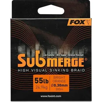 Fox Šňůra Submerge Orange sinking braid x 300m 0.30mm 55lb/24,9kg