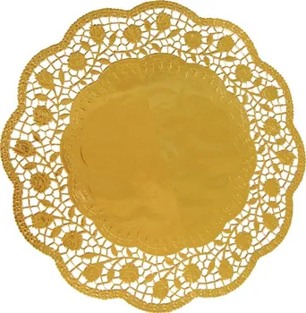 Jednorázové nádobí WIMEX 65460 dekorativní krajka kulatá zlatá 30 cm
