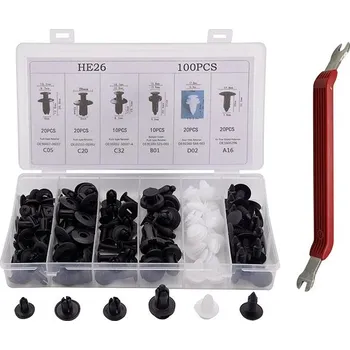 Autodílna SEFIS sada plastových šroubků 6-10mm 100ks + klíč