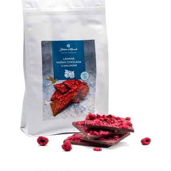 Čokoláda Lámaná hořká čokoláda s lyofilizovanými malinami, 300g