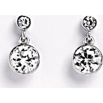 Náušnice Stříbrné náušnice visací čirý zirkon - NŠ1051/28 (Stříbrné náušnice se zirkonem 6 mm)