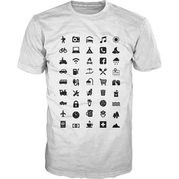 Dámské tričko Cestovatelské triko s piktogramy 4XL bílé