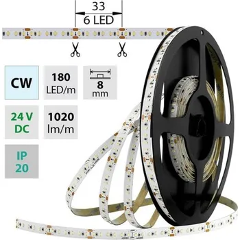 LED páska LED pásek McLED 24V studená bílá š=8mm IP20 12W/m 180LED/m SMD2216 ML-126.735.60.0