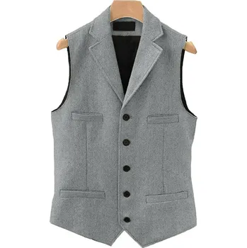 Vlněná pánská vesta s límečkem Barva: Stříbrná, Velikost: XL