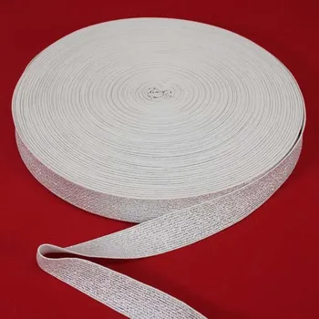 Textilní guma Pruženka režná stříbrný lurex, šíře 25mm