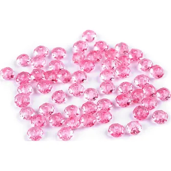 Dětské navlékací korálky Plastové korálky broušené slavík 4x6 mm 20g - 2 růžová střední