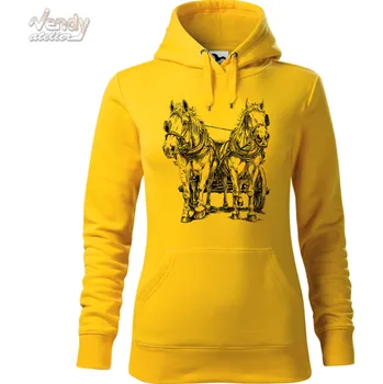 Pánská mikina Mikina - Koně Barva: Žlutá (04), Velikost: XS, Střih: Dámské