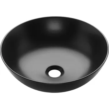 Umyvadlo Invena Tinos, keramické umyvadlo na desku 39,5x39,5x13,5 cm, černá matná, INV-CE-43-005-C