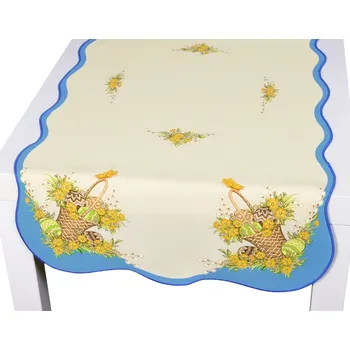 ubrus Velikonoční ubrus, Košík a kraslice, modrý, 50 x 100 cm