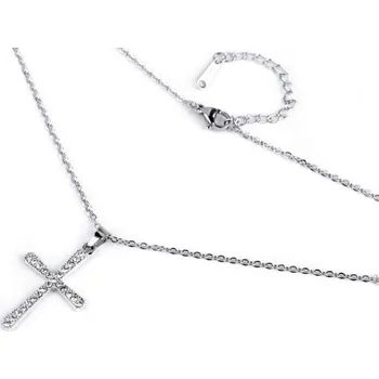 Náhrdelník Náhrdelník z nerezové oceli srdce, křízek 2 crystal křížek