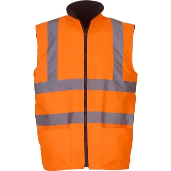 reflexní vesta Yoko Reflexní oboustranná fleecová vesta HV008F Fluorescent Orange 3XL
