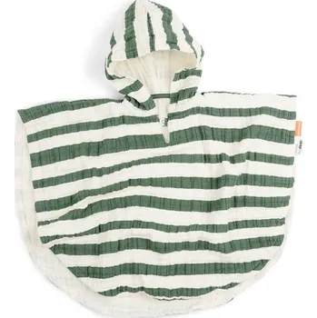 Dívčí župan DONE BY DEER pončo s kapucí Stripes GOTS zelená