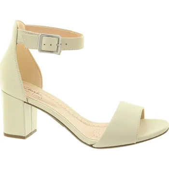 Dámské sandále CLARKS Dámské kožené sandály na podpatku 26177448-IVORY-255 Velikost 39,5