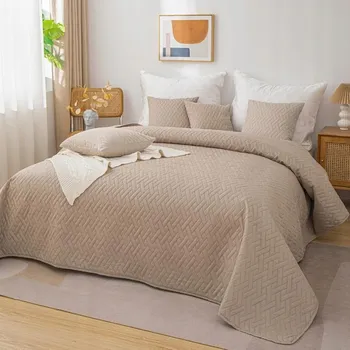 Přehoz na lůžko Oboustranný přehoz na postel béžový cappuccino barva Seba (Z)