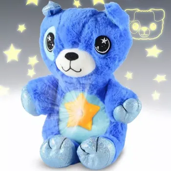 Dětské svítidlo Plyšové zvířátko s projektorem hvězd pro děti – modré noční světlo 