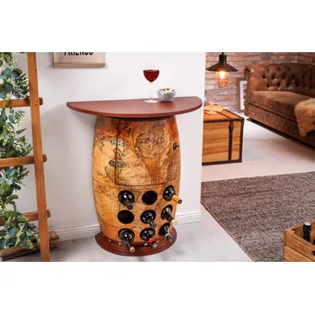 Stojan na víno Dřevěná barová vinotéka Map Bodega 80cm borovice