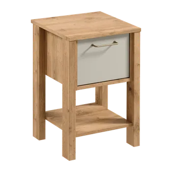 Noční stolek Nábytek PEGAS s.r.o. Noční stolek INDYGO SN, Dub Wotan/Béžová