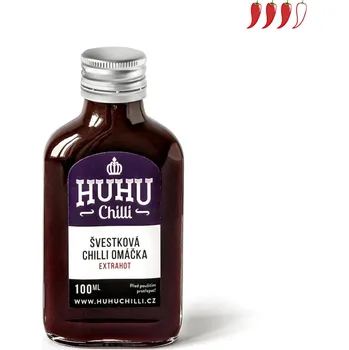 Omáčka HUHU CHILLI Švestková Chilli Omáčka (HOT, EXTRAHOT, 100ml) JAK MOC TO PÍŠE?: EXTRAHOT
