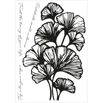 Dětské razítko Sizzix Listy ginkgo a text - silikonová gelová razítka (4ks)