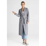 Dlouhý kabát převázaný páskem M991 FIGL Barva: Šedá, Velikost: L