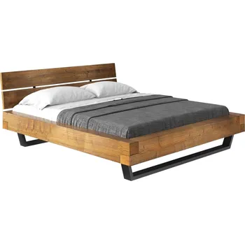 Postel Dvoulůžko SIPA 200x200 cm, masiv smrk/vintage/kov + vyzvednutí ZDARMA