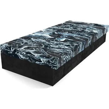 Postel Čalouněná lamelová válenda Valerie vzorovaná s úložným prostorem - Zodiac/černá, 80 x 200 cm, Bez navýšení, Molitanová 13 cm