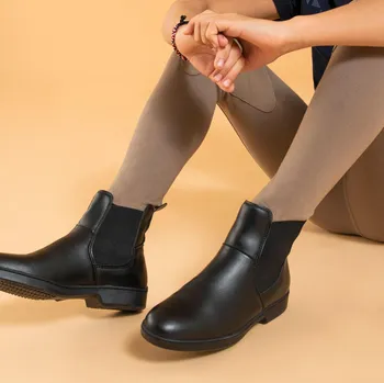 Jezdecké kalhoty FOUGANZA Dětské rajtky s rajtfleky 140 hnědé 6 LET