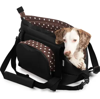 Taška pro psa a kočku Iridog Taška na psa CARRIE no.5 černá s hnědým puntíkem v31 x š24 x d46 cm