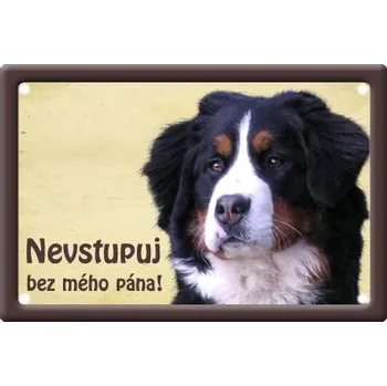 Plechová cedule Plechová psí cedule, Bernský salašnický pes, Nevstupuj bez mého pána!