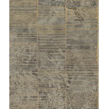 Tapeta Limonta Luxusní šedo-hnědá geometrická vliesová tapeta na zeď, 57424, Aurum II, Limonta, velikost 10 x 0,53 m