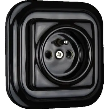 Elektrická zásuvka Elhard KV6100B Keramik zásuvka - hranatá, černá - komplet