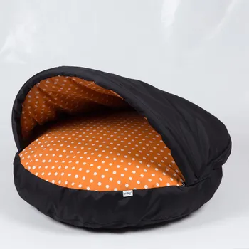 Pelíšek pro psa Iridog Pelech pro psa DONUTS 2v1 kapsa no.2 černá s oranžovým puntíkem 80 x 10 cm