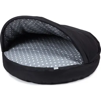 Pelíšek pro psa Pelech pro psa DONUTS kapsa no.2 černý s šedým puntíkem průměr 80 cm, výška kapsy 10 cm + střecha